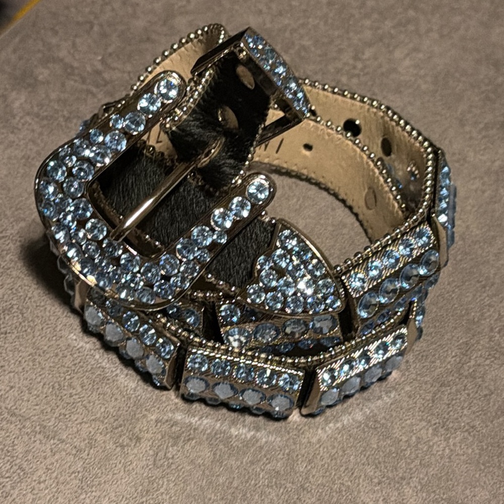 B.B Simon Belt Blue Rhinestone XL